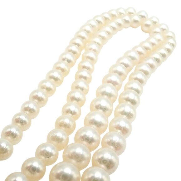 Mikimoto 18k Yellow Gold Pearl Double Strand Graduated 17" Princess Necklace - Picture 9 of 12